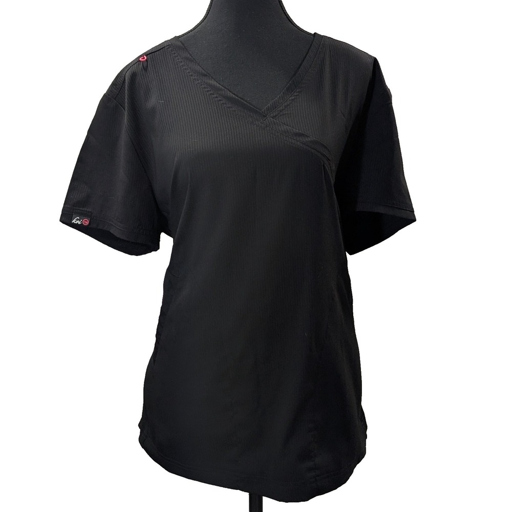 Koi Lite Philosophy Black Scrub Top Slim Fit Mock Wrap Side Zip Women's XL